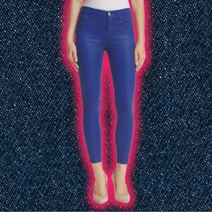 J Brand x Net-A-Porter Coated Skinny Jeans in Royal Blue Size 30